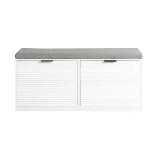 Panca Da Ingresso Scarpiera Con Sedile Scarpiera Con 2 Ribalte Bianco 105x35x48 Cm FSR147-W