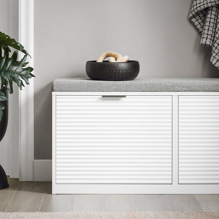 Panca Da Ingresso Scarpiera Con Sedile Scarpiera Con 2 Ribalte Bianco 105x35x48 Cm FSR147-W