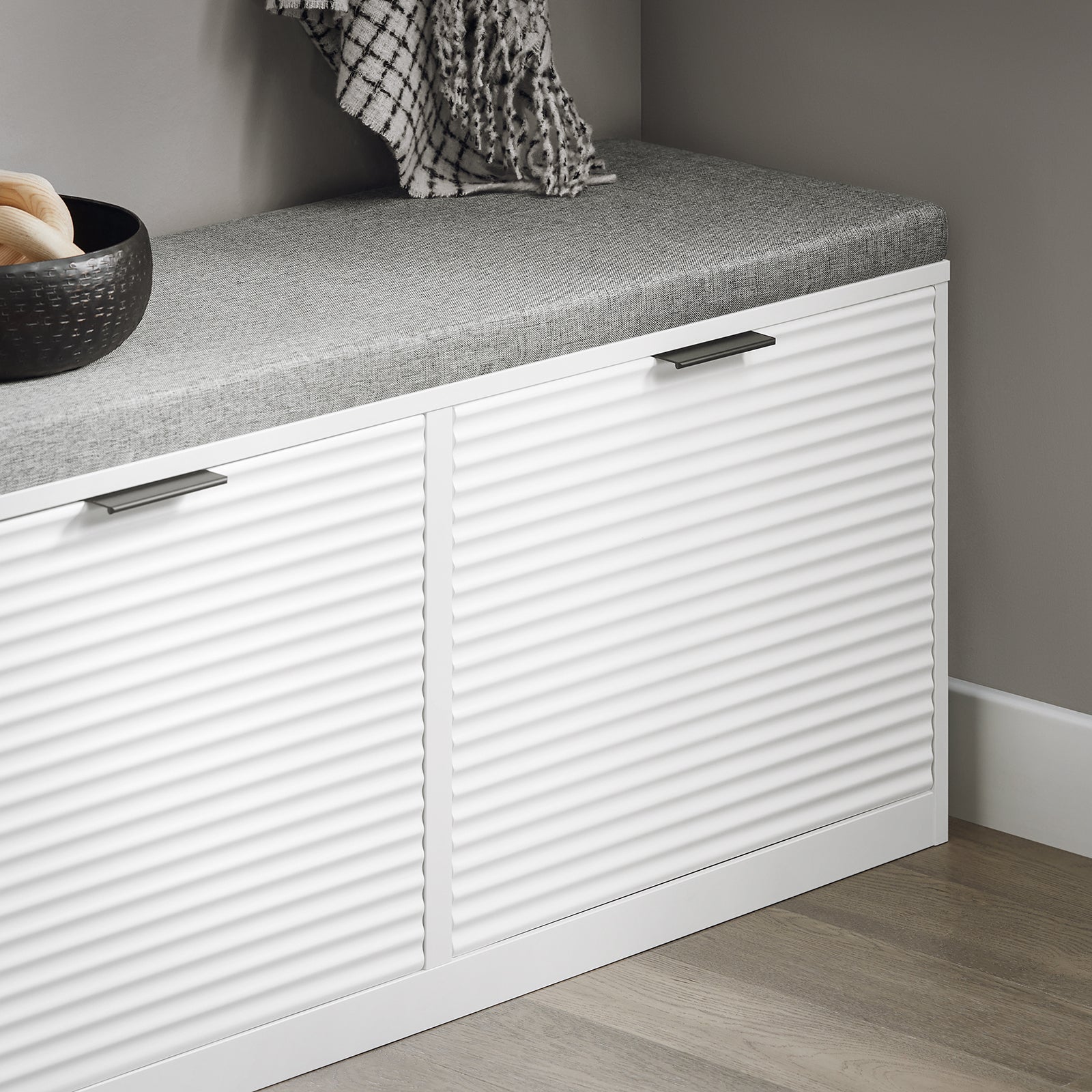 Panca Da Ingresso Scarpiera Con Sedile Scarpiera Con 2 Ribalte Bianco 105x35x48 Cm FSR147-W