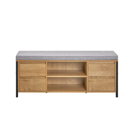 Scarpiera Con 4 Cassetti Panca Con Vano Portaoggetti Panca Ingresso Scarpiera Con Sedile Nero E Naturale 110x35x45cm FSR149-N SoBuy