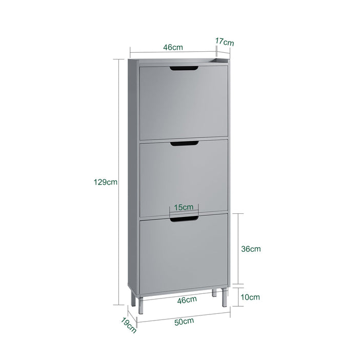 Scarpiera Con Ribalte Scarpiera Con Ripiani Scarpiera Portascarpe Salvaspazio 3 ante Grigio L50xP19xA129cm FSR151-H-HG