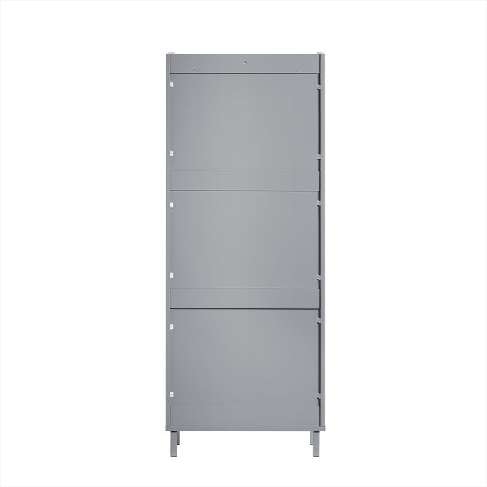 Scarpiera Con Ribalte Scarpiera Con Ripiani Scarpiera Portascarpe Salvaspazio 3 ante Grigio L50xP19xA129cm FSR151-H-HG