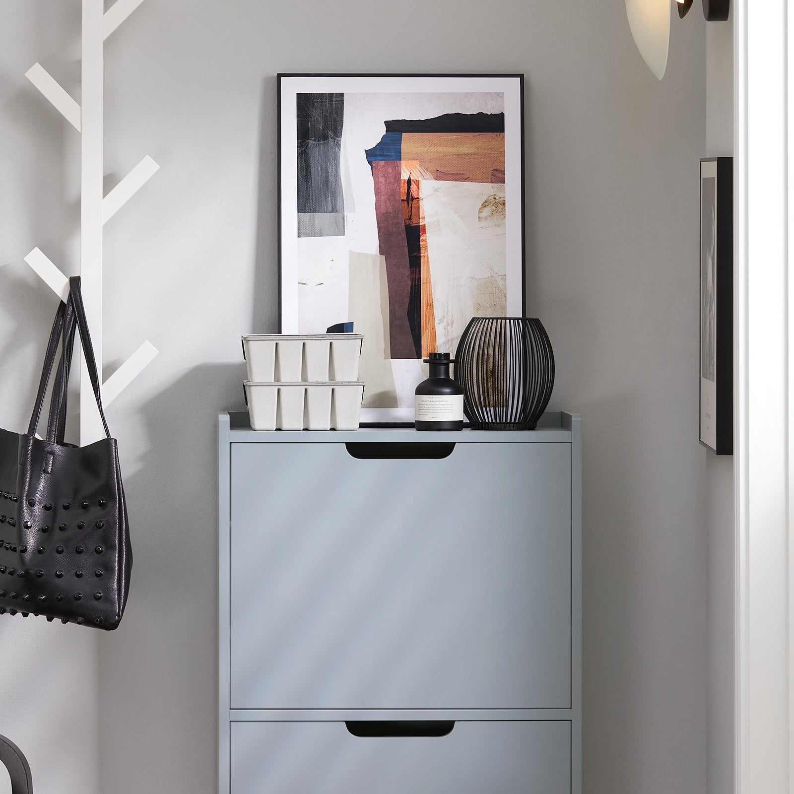 Scarpiera Con Ribalte Scarpiera Con Ripiani Scarpiera Portascarpe Salvaspazio 3 ante Grigio L50xP19xA129cm FSR151-H-HG