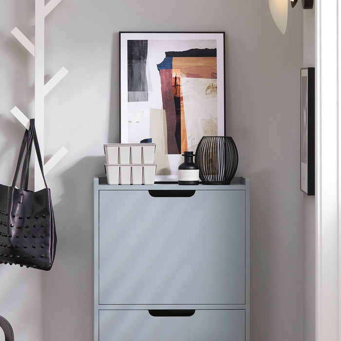 Scarpiera Con Ribalte Scarpiera Con Ripiani Scarpiera Portascarpe Salvaspazio 3 ante Grigio L50xP19xA129cm FSR151-H-HG