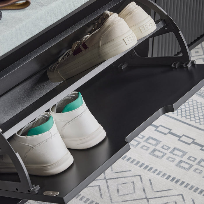 Scarpiera con 1 ribalte Scarpiera con 2 ripiani Scarpiera Portascarpe salvaspazio Regolabili Nero L60xP24xA52 cm FSR151-K-SCH