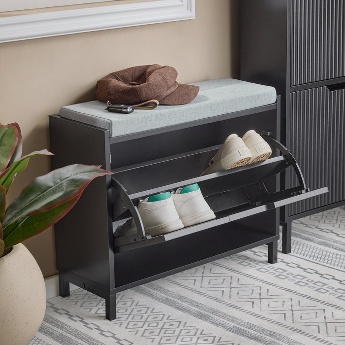 Scarpiera con 1 ribalte Scarpiera con 2 ripiani Scarpiera Portascarpe salvaspazio Regolabili Nero L60xP24xA52 cm FSR151-K-SCH