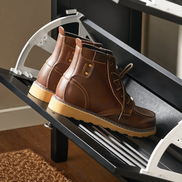 SoBuy Scarpiera con 2 ante e 4 ripiani, con scomparto aggiuntivo per scarpe Scarpiera portascarpe Nero 80x25x108cm FSR152-SCH