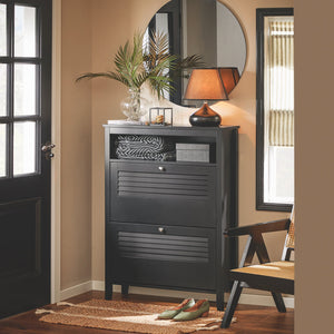 SoBuy Scarpiera con 2 ante e 4 ripiani, con scomparto aggiuntivo per scarpe Scarpiera portascarpe Nero 80x25x108cm FSR152-SCH