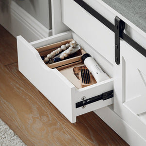 Panca Per Scarpe Con Sedile Scarpiera Da Ingresso Con Ante Scorrevoli 80x30x49cm FSR153-W