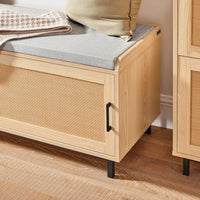 Panca Scarpiera Con 2 Porte Scorrevoli Naturale E Grigio 110x40x49cm FSR154-N