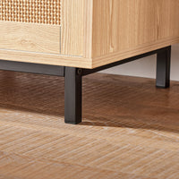 Panca Scarpiera Con 2 Porte Scorrevoli Naturale E Grigio 110x40x49cm FSR154-N