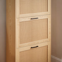 Scarpiera Da Ingresso Con 3 Ante E 6 Ripiani Naturale 60x23.8x127cm FSR155-N