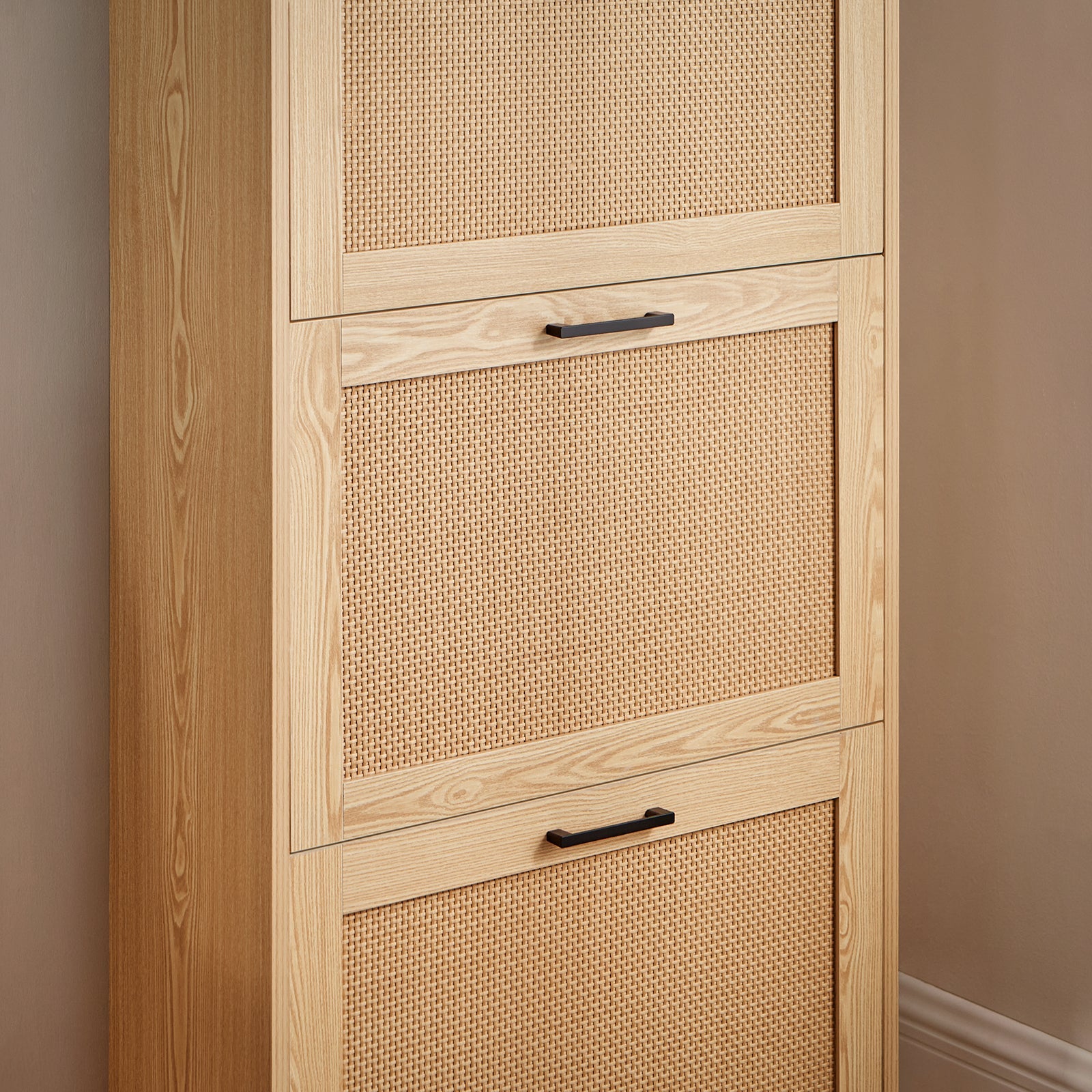 Scarpiera Da Ingresso Con 3 Ante E 6 Ripiani Naturale 60x23.8x127cm FSR155-N