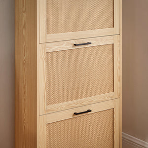 Scarpiera Da Ingresso Con 3 Ante E 6 Ripiani Naturale 60x23.8x127cm FSR155-N