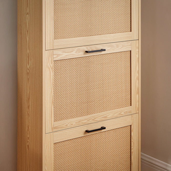 Scarpiera Da Ingresso Con 3 Ante E 6 Ripiani Naturale 60x23.8x127cm FSR155-N