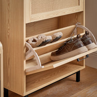 Scarpiera Da Ingresso Con 3 Ante E 6 Ripiani Naturale 60x23.8x127cm FSR155-N