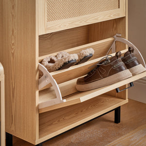 Scarpiera Da Ingresso Con 3 Ante E 6 Ripiani Naturale 60x23.8x127cm FSR155-N