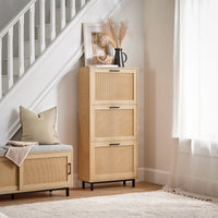 Scarpiera Da Ingresso Con 3 Ante E 6 Ripiani Naturale 60x23.8x127cm FSR155-N