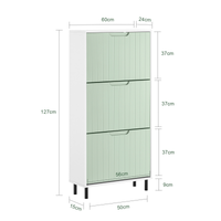 Scarpiera Slim Scarpiera Con 3 Ante E 6 Ripiani Portascarpe Salvaspazio Verde 60x24x127cm FSR157-GR