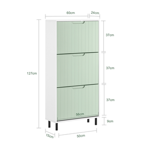 Scarpiera Slim Scarpiera Con 3 Ante E 6 Ripiani Portascarpe Salvaspazio Verde 60x24x127cm FSR157-GR