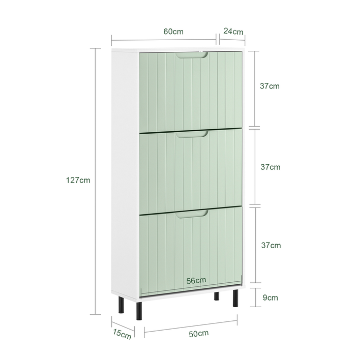 Scarpiera Slim Scarpiera Con 3 Ante E 6 Ripiani Portascarpe Salvaspazio Verde 60x24x127cm FSR157-GR