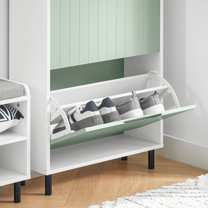 Scarpiera Slim Scarpiera Con 3 Ante E 6 Ripiani Portascarpe Salvaspazio Verde 60x24x127cm FSR157-GR