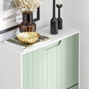 Scarpiera Slim Scarpiera Con 3 Ante E 6 Ripiani Portascarpe Salvaspazio Verde 60x24x127cm FSR157-GR