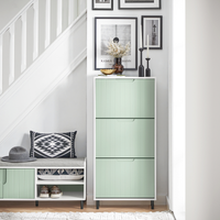 Scarpiera Slim Scarpiera Con 3 Ante E 6 Ripiani Portascarpe Salvaspazio Verde 60x24x127cm FSR157-GR