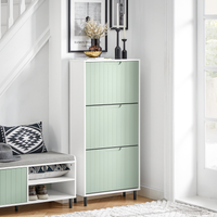 Scarpiera Slim Scarpiera Con 3 Ante E 6 Ripiani Portascarpe Salvaspazio Verde 60x24x127cm FSR157-GR