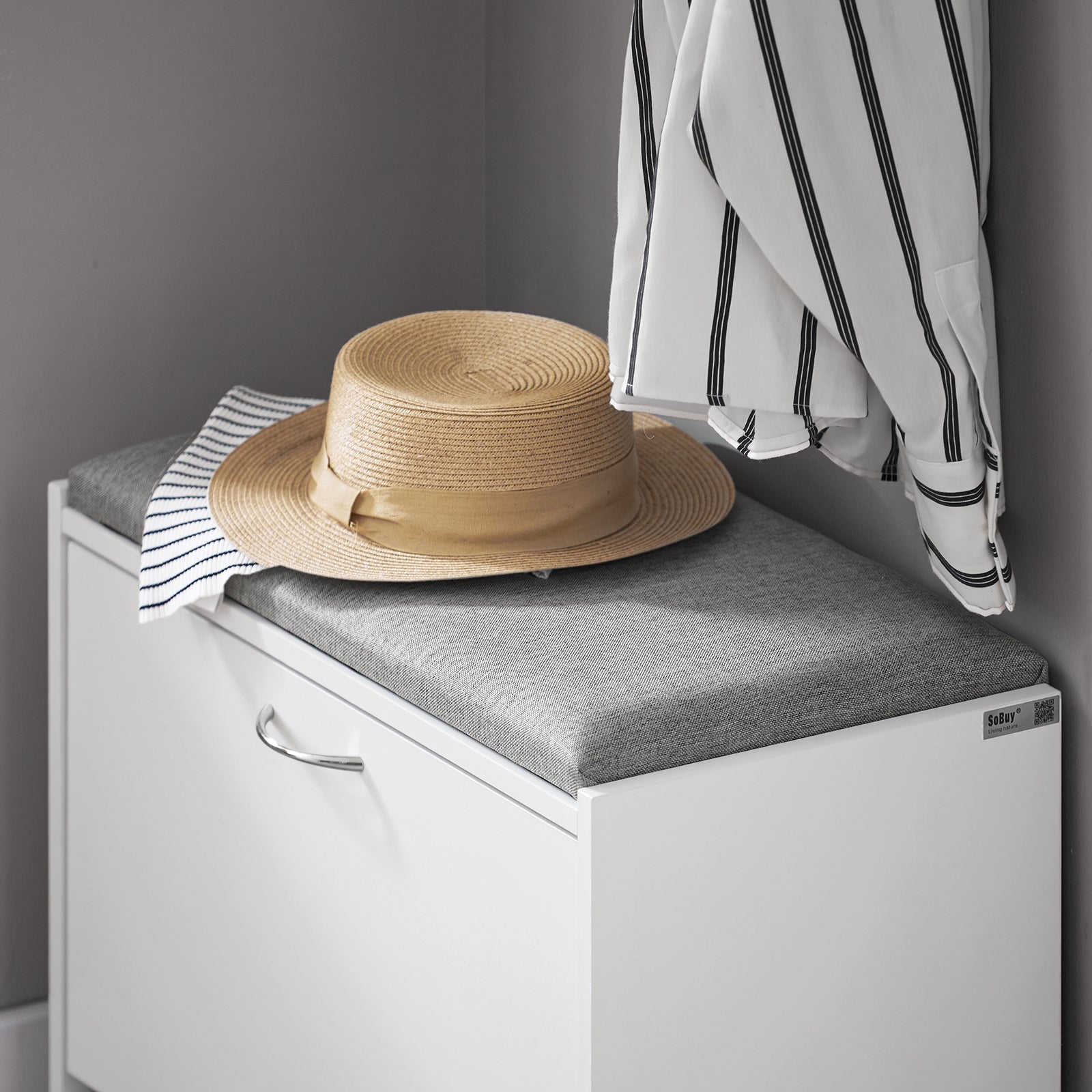 Scarpiera Panca Scarpiera Portascarpe Con Seduta Grigio Profondità30cm FSR16-HG