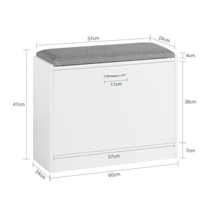 Scarpiera Panca Scarpiera Portascarpe Con Seduta Bianco Profondità24cm FSR16-K-W