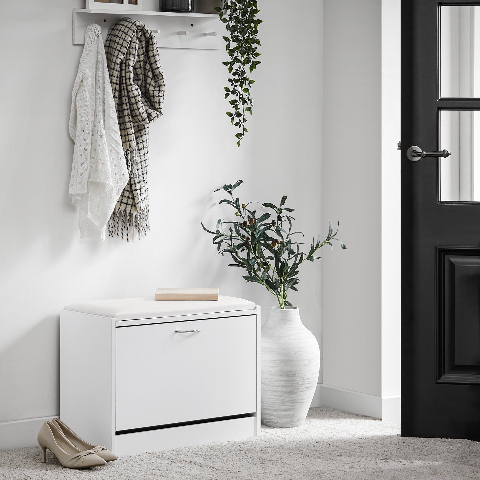 Scarpiera Panca Scarpiera Portascarpe Con Seduta Bianco Profondità30cm FSR16-W