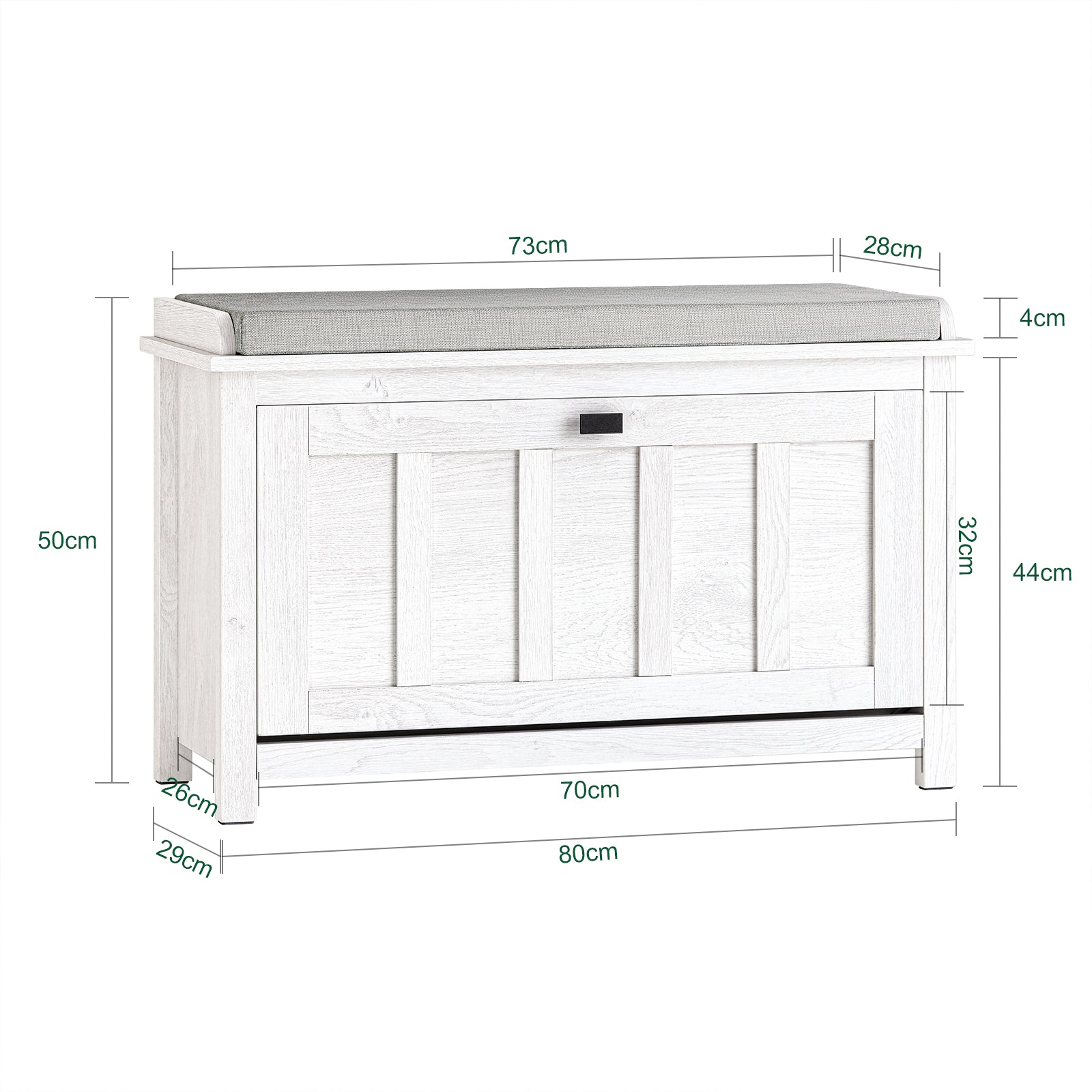 Scarpiera Con 1 Anta E 2 Ripiani Scarpiera Con Vano Portaoggetti Panca Ingresso Portascarpe Con Cuscino Bianco 80x29x50cm FSR161-W