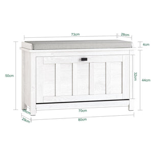 Scarpiera Con 1 Anta E 2 Ripiani Scarpiera Con Vano Portaoggetti Panca Ingresso Portascarpe Con Cuscino Bianco 80x29x50cm FSR161-W