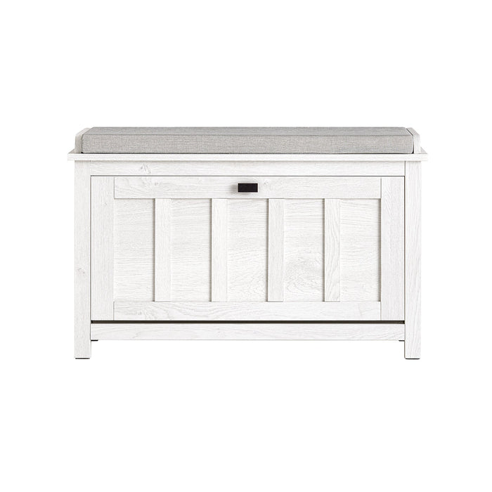 Scarpiera Con 1 Anta E 2 Ripiani Scarpiera Con Vano Portaoggetti Panca Ingresso Portascarpe Con Cuscino Bianco 80x29x50cm FSR161-W