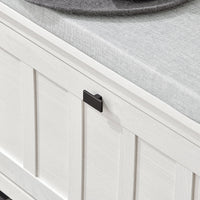 Scarpiera Con 1 Anta E 2 Ripiani Scarpiera Con Vano Portaoggetti Panca Ingresso Portascarpe Con Cuscino Bianco 80x29x50cm FSR161-W