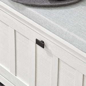 Scarpiera Con 1 Anta E 2 Ripiani Scarpiera Con Vano Portaoggetti Panca Ingresso Portascarpe Con Cuscino Bianco 80x29x50cm FSR161-W