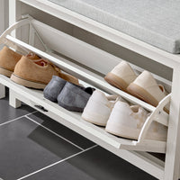 Scarpiera Con 1 Anta E 2 Ripiani Scarpiera Con Vano Portaoggetti Panca Ingresso Portascarpe Con Cuscino Bianco 80x29x50cm FSR161-W