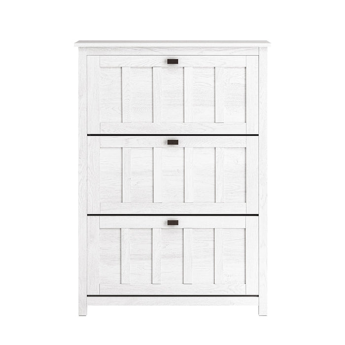 Scarpiera Con 3 Ribalte E 6 Ripiani Scarpiera Con Scomparto Aggiuntivo Portascarpe Salvaspazio Bianco 80x30x111cm FSR162-W