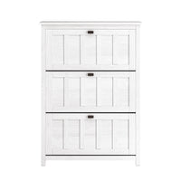 Scarpiera Con 3 Ribalte E 6 Ripiani Scarpiera Con Scomparto Aggiuntivo Portascarpe Salvaspazio Bianco 80x30x111cm FSR162-W