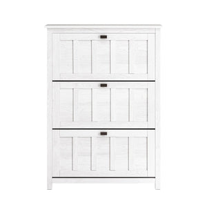 Scarpiera Con 3 Ribalte E 6 Ripiani Scarpiera Con Scomparto Aggiuntivo Portascarpe Salvaspazio Bianco 80x30x111cm FSR162-W