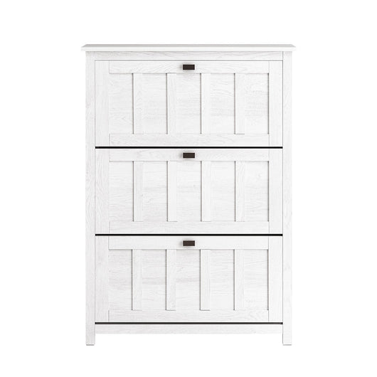 Scarpiera Con 3 Ribalte E 6 Ripiani Scarpiera Con Scomparto Aggiuntivo Portascarpe Salvaspazio Bianco 80x30x111cm FSR162-W