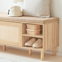 Panca Scarpiera Da Ingresso Con 2 Porte Scorrevoli Naturale 120x35.2x49cm FSR163-N