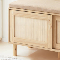 Panca Scarpiera Da Ingresso Con 2 Porte Scorrevoli Naturale 120x35.2x49cm FSR163-N