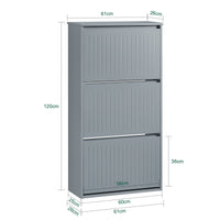 Scarpiera Con 3 Ribalte E 6 Ripiani Scarpiera Con Scomparto Aggiuntivo Portascarpe Salvaspazio Grigio 61x26x120cm FSR165-H-HG