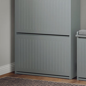 Scarpiera Con 3 Ribalte E 6 Ripiani Scarpiera Con Scomparto Aggiuntivo Portascarpe Salvaspazio Grigio 61x26x120cm FSR165-H-HG