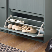 Scarpiera Con 3 Ribalte E 6 Ripiani Scarpiera Con Scomparto Aggiuntivo Portascarpe Salvaspazio Grigio 61x26x120cm FSR165-H-HG