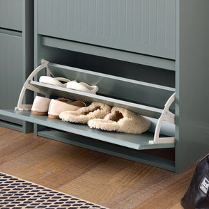 Scarpiera Con 3 Ribalte E 6 Ripiani Scarpiera Con Scomparto Aggiuntivo Portascarpe Salvaspazio Grigio 61x26x120cm FSR165-H-HG