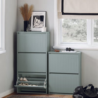 Scarpiera Con 3 Ribalte E 6 Ripiani Scarpiera Con Scomparto Aggiuntivo Portascarpe Salvaspazio Grigio 61x26x120cm FSR165-H-HG