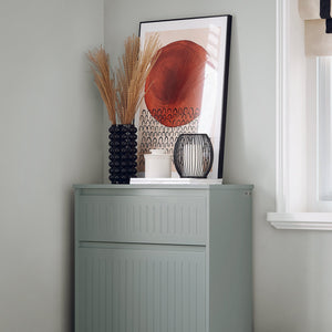 Scarpiera Con 2 Ribalte E 1 Cassetto Scarpiera Con Scomparto Aggiuntivo Portascarpe Salvaspazio Grigio 61x26x100cm FSR165-HG